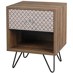 Casablanca 1 Drawer Lamp Table / End Table / Bedside Chest with Hairpin Legs