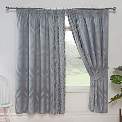 Cascade Home Buckingham Lined Curtains - Blue Silver