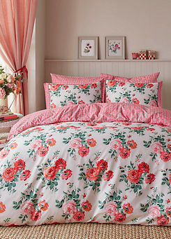 Cath Kidston Archive Rose 100% Cotton Percale 180 Thread Count Duvet Cover Set