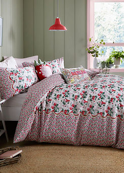 Cath Kidston Strawberry 100% Cotton Percale 180 Thread Count Duvet Cover Set
