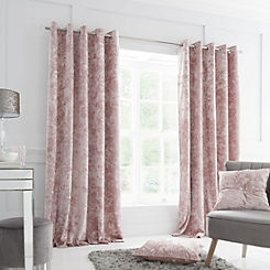 Catherine Lansfield Crushed Velvet Lined Eyelet Curtains