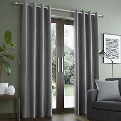Catherine Lansfield Faux Suede Eyelet Curtains