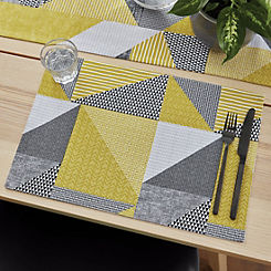 Catherine Lansfield Larsson Geo Ochre Pair of Placemats