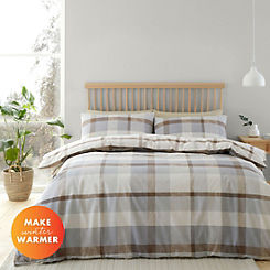 Catherine Lansfield Natural Check Brushed Cotton Duvet Cover Set