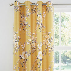 Catherine Lansfield Pair of Canterbury Ochre Eyelet Lined Curtains