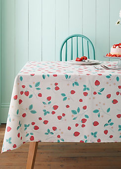 Catherine Lansfield Strawberry Garden 100% Cotton Table Cloth