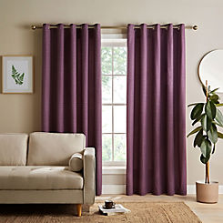 Catherine Lansfield Textured Thermal Pair of Lined Eyelet Curtains
