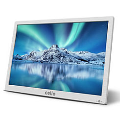 Cello 14in Portable TV with mains or rechargeable battery power - White