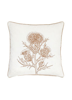 Chic Living Natural Embroidered Thistle 45 x 45cm Cushion Cover