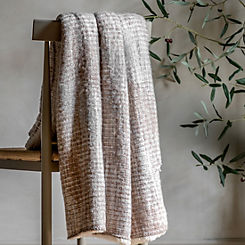Chic Living Natural Woven Faux Mohair with Sherpa Fleece Throw