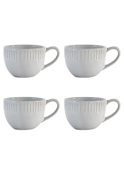 Chic Living Organic Textured Porcelain Set of 4 Mugs