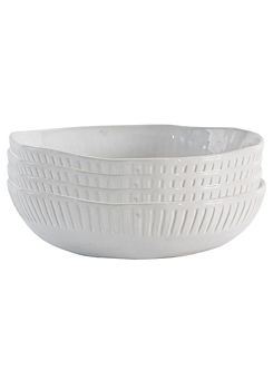 Chic Living Organic Textured Porcelain Set of 4 Pasta Bowls