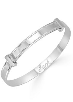 Children’s Sterling Silver Personalised Baby Bangle with Diamond Cut Edge