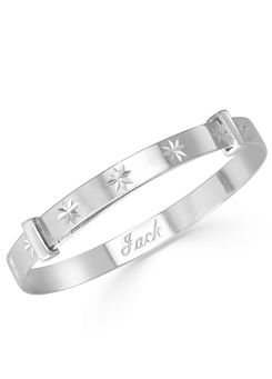 Children’s Sterling Silver Personalised Star Pattern Baby Bangle