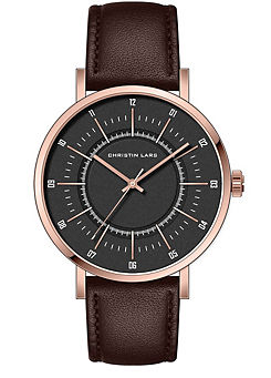 Christin Lars Mens Watch with Brown Strap