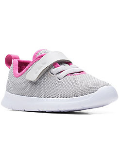 Clarks Girls Ath Weave Toddler F Fitting Light Grey Trainers
