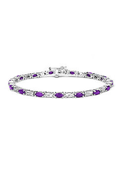 Colour Collection Sterling Silver Amethyst and Diamond Bracelet