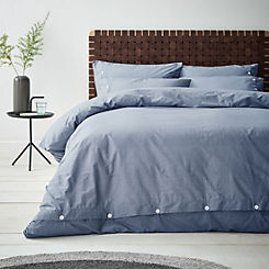 Content By Terence Conran Blue Washed 100% Cotton Textured Duvet Set