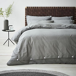 Content By Terence Conran Grey Washed 100% Cotton Textured Duvet Set