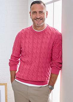Cotton Traders Cotton Cable Knit Crew Neck Jumper