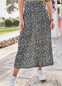 Cotton Traders Printed Button Maxi Skirt