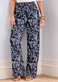 Cotton Traders Printed Wide-Leg Pull-On Trousers