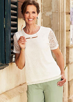 Cotton Traders Short Sleeve Lace Top