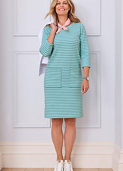 Cotton Traders Textured Jersey Stripe Knee-Length Dress