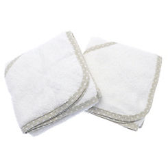 Country Club Elli & Raff Pack of 2 White Hooded Baby Towels - White