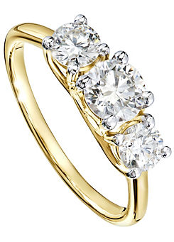 Created Brilliance Audrey 9ct Yellow Gold 1.15ct Lab Grown 3 Stone Diamond Engagement Ring