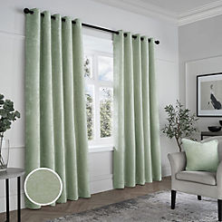 Curtina Textured Chenille Pair of Lined Eyelet Curtains