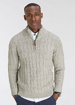 DELMAO Cable Knit Troyer Jumper