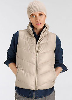 DELMAO Stand-Up Collar Quilted Gilet