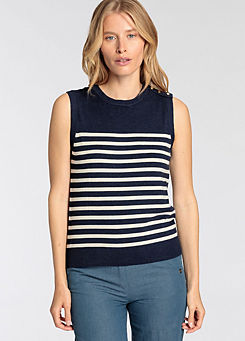 DELMAO Stripe Sleeveless Round Neck T-Shirt