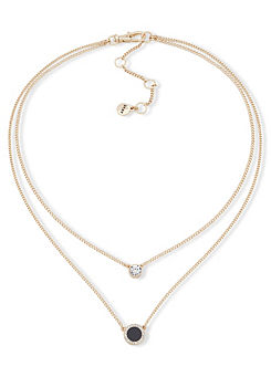 DKNY Jet & Crystal Double Pendant in Gold Tone