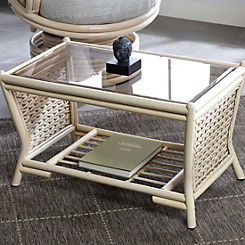 Desser Harlow Natural Rattan Conservatory Coffee Table with Glass Top