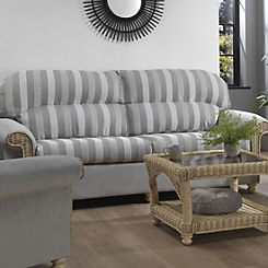Desser Samford 3 Seat Sofa in Aqua clean Duke Grey Stripe