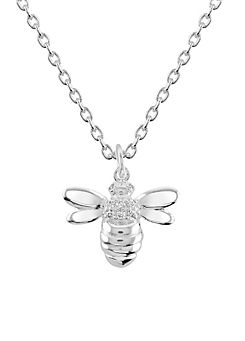Dew Sterling Silver with Cubic Zirconia Bee Necklace