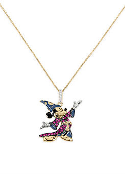 Disney 100 Mickey Mouse 18 Carat Yellow Gold Plated Pendant with Ruby & Cubic Zirconia Stones