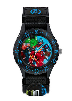 Disney Marvel Avengers Black Printed Fabric Strap Watch
