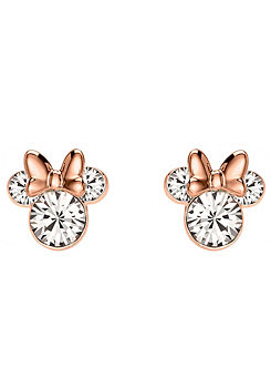 Disney Minnie Mouse Rose Gold Silver Plated Crystal Stud Earrings