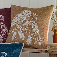 Dream & Drapes Ochre Woodland Owls 43 x 43cm Fleece Cushion