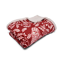 Dream & Drapes Red Woodland Owls Fleece Bedspread