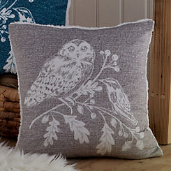 Dream & Drapes Sage Woodland Owls 43 x 43cm Fleece Cushion