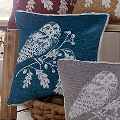 Dream & Drapes Teal Woodland Owls 43 x 43cm Fleece Cushion