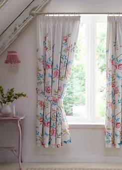 Dreams & Drapes Amelle Pair of Pencil Pleat Curtains with Tie-Backs - Blue