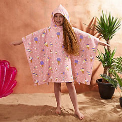 Dreamscene Kids Ice Cream Printed Hooded Poncho Beach Towel