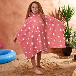 Dreamscene Kids Star Printed Hooded Poncho Beach Towel - Blush