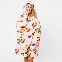 Dreamscene Rainbow Hearts Hoodie Blanket