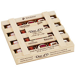Duc d’O Wooden Crate Assorted Liqueur Filled Chocolate with Sugar Crust